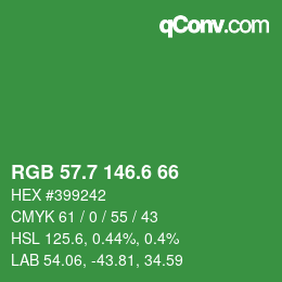 カラーコード: RGB 57.7 146.6 66 | qconv.com