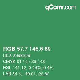 カラーコード: RGB 57.7 146.6 89 | qconv.com