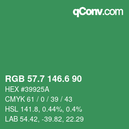 カラーコード: RGB 57.7 146.6 90 | qconv.com