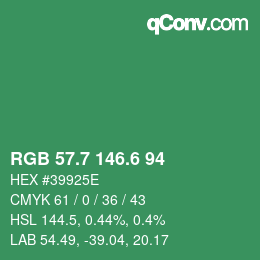 カラーコード: RGB 57.7 146.6 94 | qconv.com