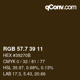 カラーコード: RGB 57.7 39 11 | qconv.com
