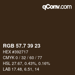 カラーコード: RGB 57.7 39 23 | qconv.com