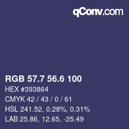 カラーコード: RGB 57.7 56.6 100 | qconv.com