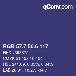 カラーコード: RGB 57.7 56.6 117 | qconv.com