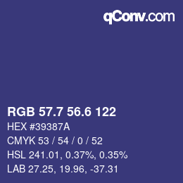 カラーコード: RGB 57.7 56.6 122 | qconv.com