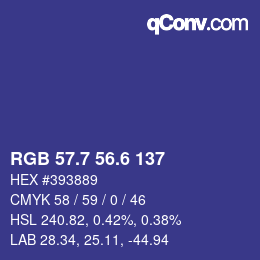 カラーコード: RGB 57.7 56.6 137 | qconv.com
