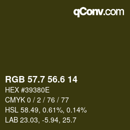 カラーコード: RGB 57.7 56.6 14 | qconv.com
