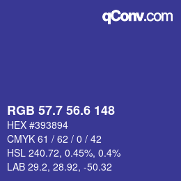 カラーコード: RGB 57.7 56.6 148 | qconv.com