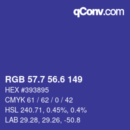 カラーコード: RGB 57.7 56.6 149 | qconv.com