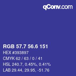 カラーコード: RGB 57.7 56.6 151 | qconv.com