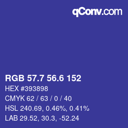 カラーコード: RGB 57.7 56.6 152 | qconv.com