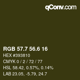 カラーコード: RGB 57.7 56.6 16 | qconv.com