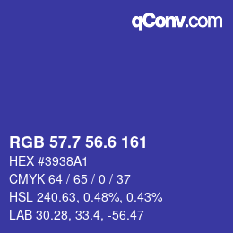 カラーコード: RGB 57.7 56.6 161 | qconv.com