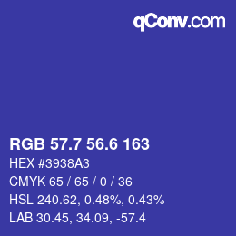 カラーコード: RGB 57.7 56.6 163 | qconv.com