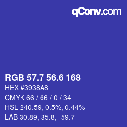 カラーコード: RGB 57.7 56.6 168 | qconv.com