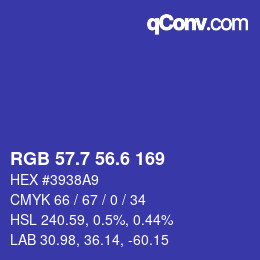 カラーコード: RGB 57.7 56.6 169 | qconv.com