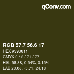 カラーコード: RGB 57.7 56.6 17 | qconv.com