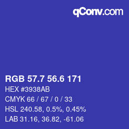 カラーコード: RGB 57.7 56.6 171 | qconv.com