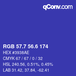 カラーコード: RGB 57.7 56.6 174 | qconv.com