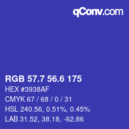カラーコード: RGB 57.7 56.6 175 | qconv.com