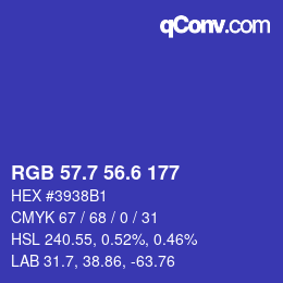 カラーコード: RGB 57.7 56.6 177 | qconv.com