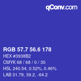 カラーコード: RGB 57.7 56.6 178 | qconv.com