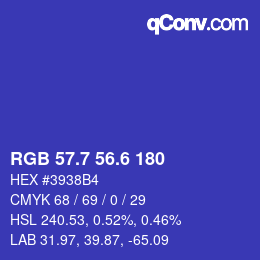 カラーコード: RGB 57.7 56.6 180 | qconv.com