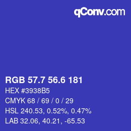 カラーコード: RGB 57.7 56.6 181 | qconv.com