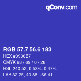 カラーコード: RGB 57.7 56.6 183 | qconv.com