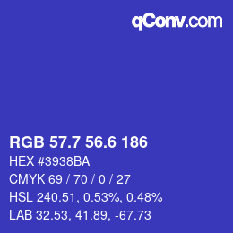 カラーコード: RGB 57.7 56.6 186 | qconv.com