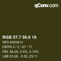 カラーコード: RGB 57.7 56.6 19 | qconv.com