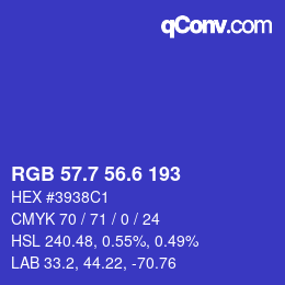 カラーコード: RGB 57.7 56.6 193 | qconv.com