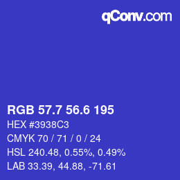 カラーコード: RGB 57.7 56.6 195 | qconv.com
