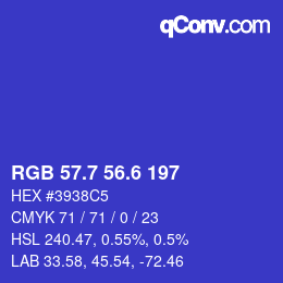 カラーコード: RGB 57.7 56.6 197 | qconv.com