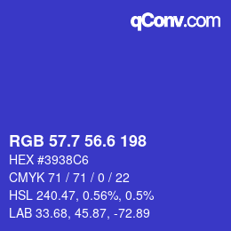 カラーコード: RGB 57.7 56.6 198 | qconv.com