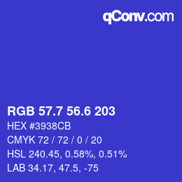カラーコード: RGB 57.7 56.6 203 | qconv.com