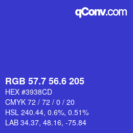 カラーコード: RGB 57.7 56.6 205 | qconv.com