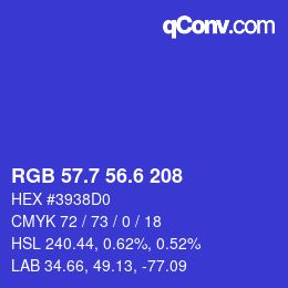 カラーコード: RGB 57.7 56.6 208 | qconv.com