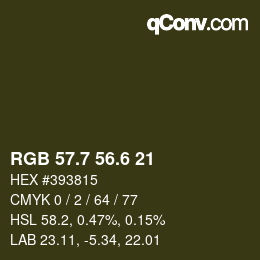 カラーコード: RGB 57.7 56.6 21 | qconv.com