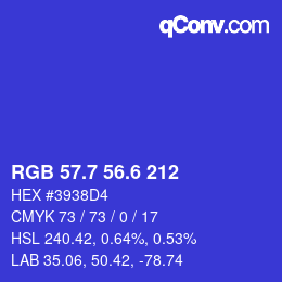 カラーコード: RGB 57.7 56.6 212 | qconv.com