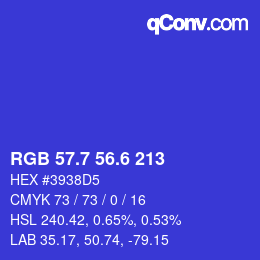 カラーコード: RGB 57.7 56.6 213 | qconv.com