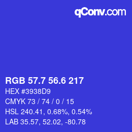 カラーコード: RGB 57.7 56.6 217 | qconv.com