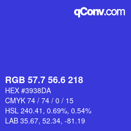 カラーコード: RGB 57.7 56.6 218 | qconv.com