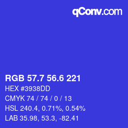 カラーコード: RGB 57.7 56.6 221 | qconv.com