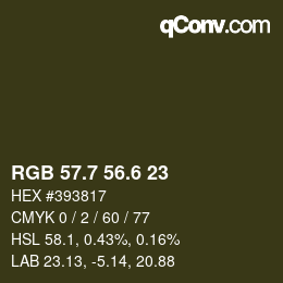 カラーコード: RGB 57.7 56.6 23 | qconv.com
