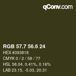 カラーコード: RGB 57.7 56.6 24 | qconv.com