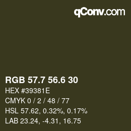 カラーコード: RGB 57.7 56.6 30 | qconv.com