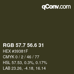 カラーコード: RGB 57.7 56.6 31 | qconv.com