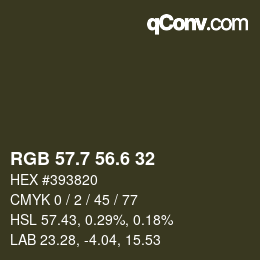 カラーコード: RGB 57.7 56.6 32 | qconv.com