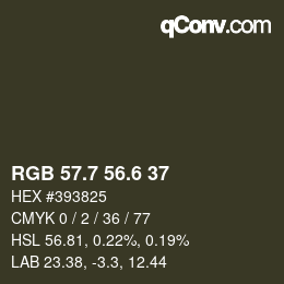 カラーコード: RGB 57.7 56.6 37 | qconv.com